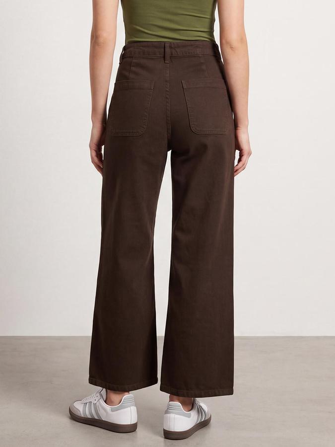 R&B Women Brown Wide Leg Bottom Pure Cotton Denim Jeans