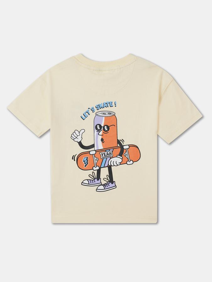 Boys Graphic Print Round-Neck Relaxed Fit T-Shirt image number 1