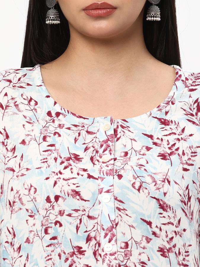 Women Rayon Regular Fit Round Neck Printed Kurta