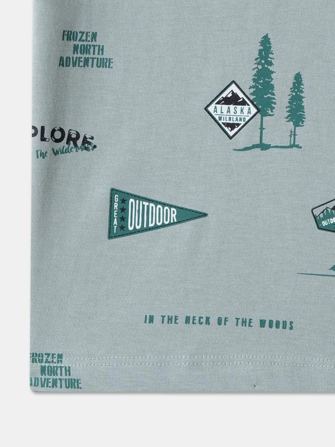 Boys Cotton Regular Fit Crew Neck Graphic T-shirt