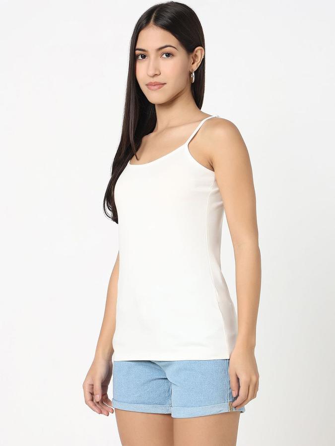 R&B Women Ivory Solid Shoulder Straps Camisole