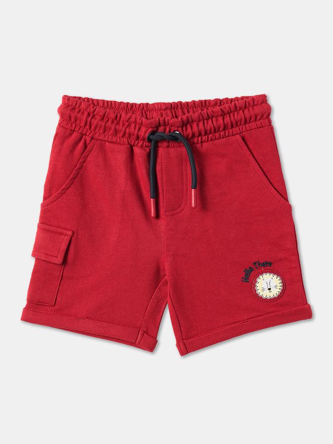 Embroidered Regular Fit Shorts with Elasticated Drawstring Waist image number 0