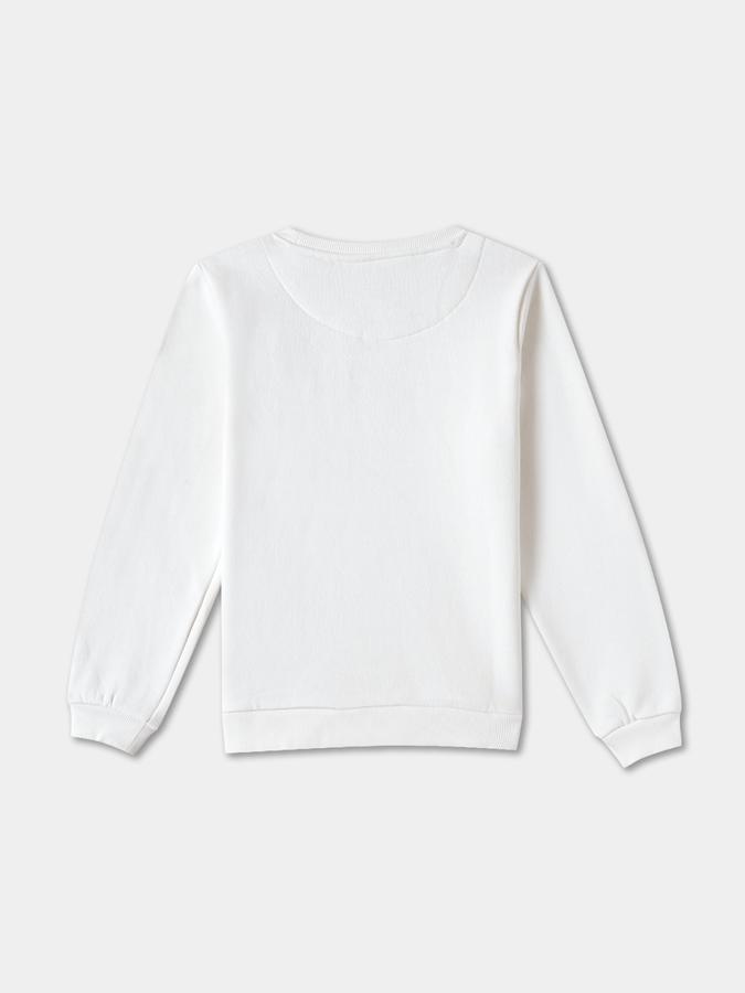 Girls Cotton Blend Regular Fit Crew Neck Graphic Sweatshirt