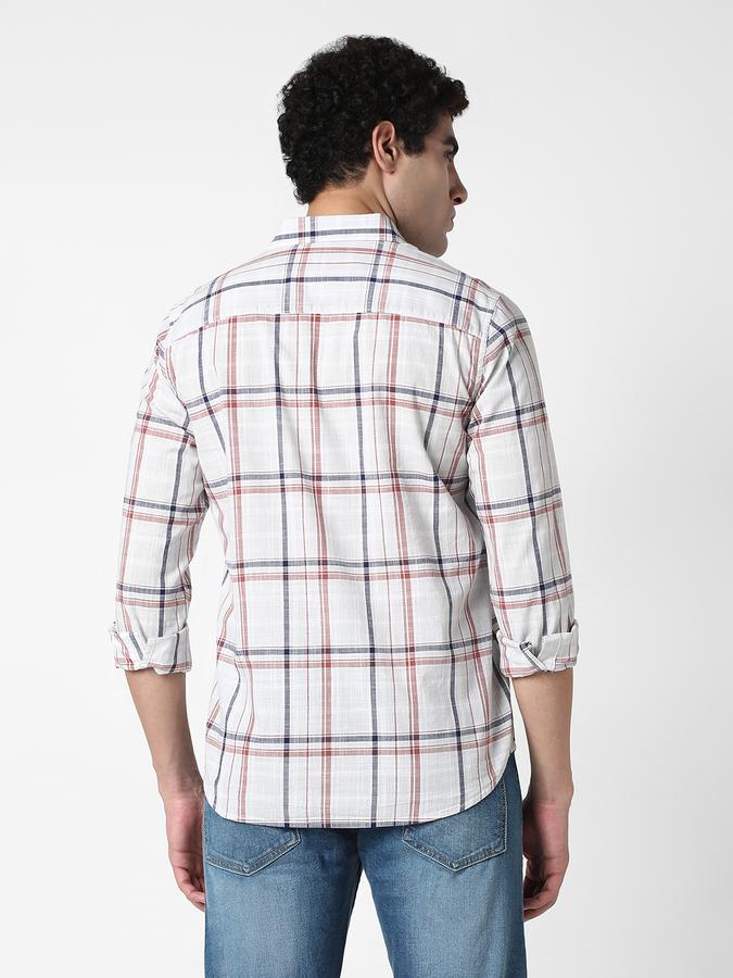 R&B Men's White Checked Shirt