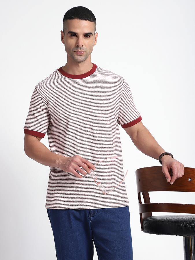 R&B Men's Plum Striped T-Shirt