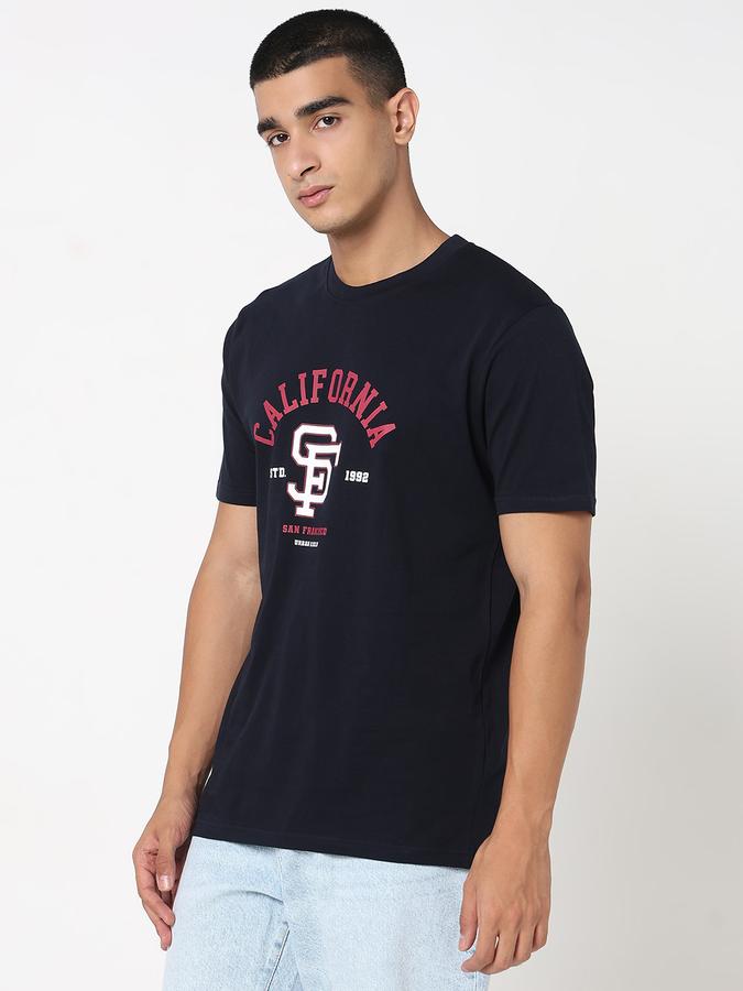 R&B Men's Navy Printed T-Shirt