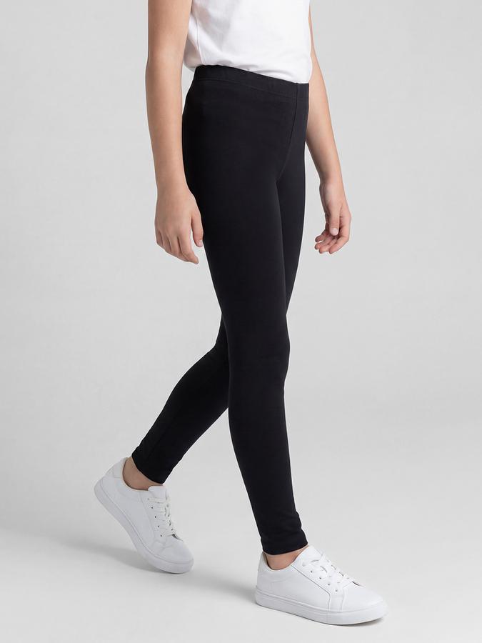 R&B Black Solid Girls Leggings