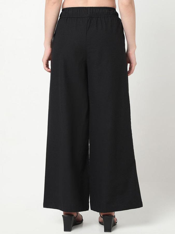 R&B Women Black Solid Regular Fit Trousers
