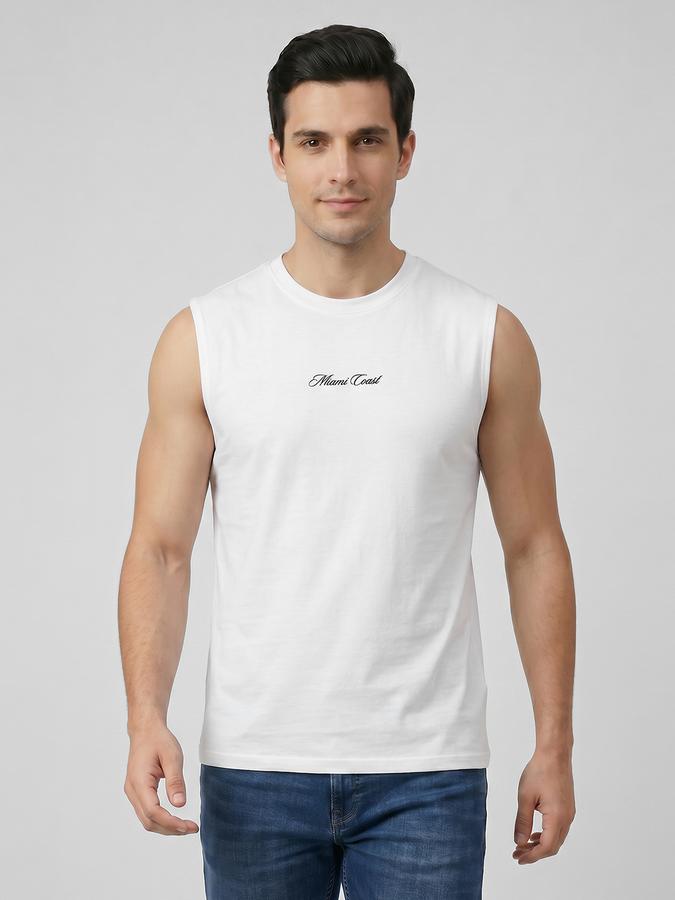 R&B White Typography Men Round Neck Regular Fit Short Sleeves T-Shirt 