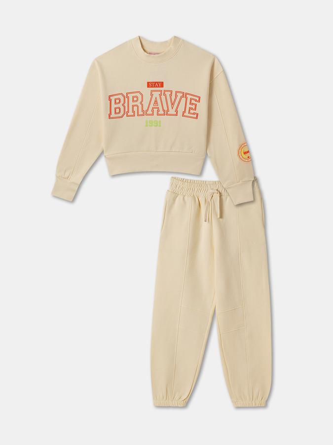 Girls Solid Full Sleeve SweaT-Shirt with Joggers Set