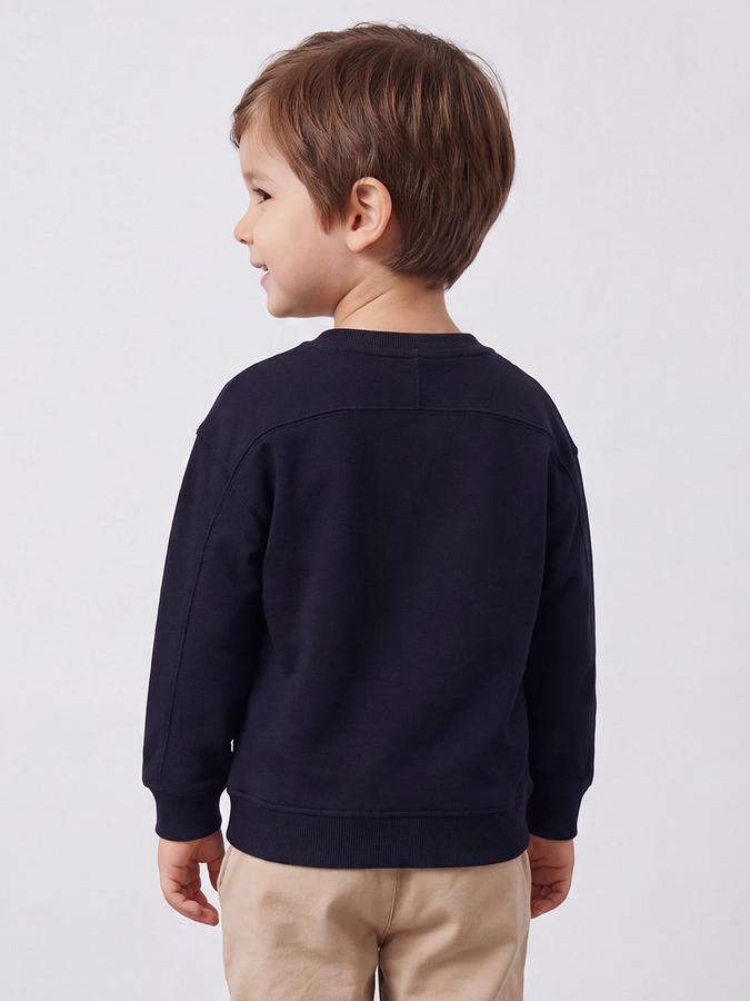 R&B Boys Navy Blue Graphic Print Round Neck Long Sleeves Sweatshirt