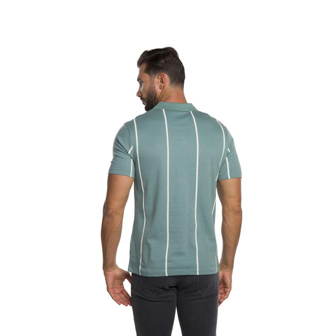 R&B Polo Collar Striped Green Polo T-Shirt image number 2