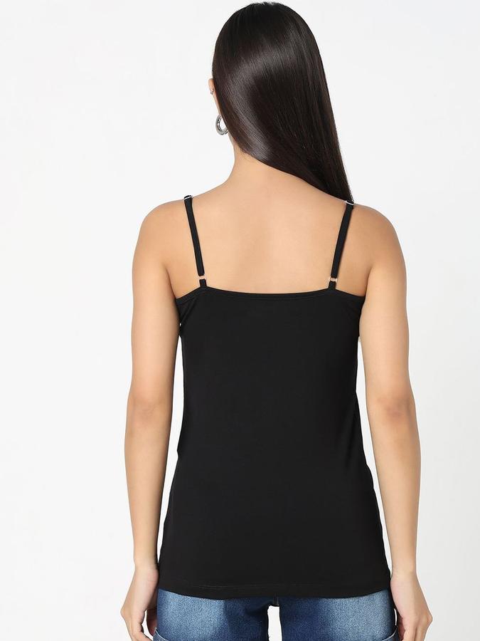 R&B Women Black Solid Shoulder Straps Camisole