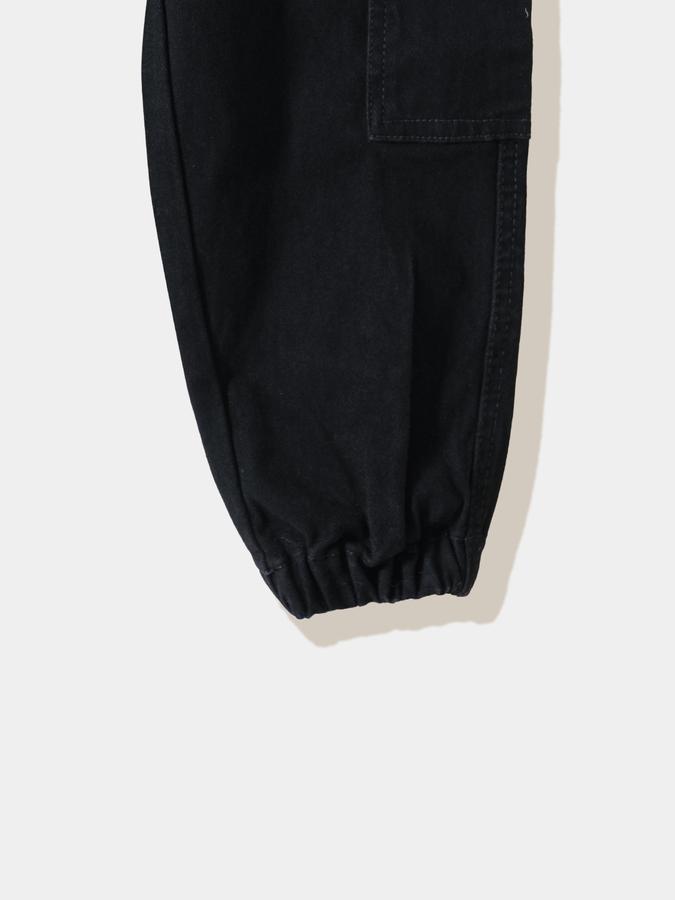 Boys Twill Tapered Fit Drawstring Waist Cuffed Hem Trousers