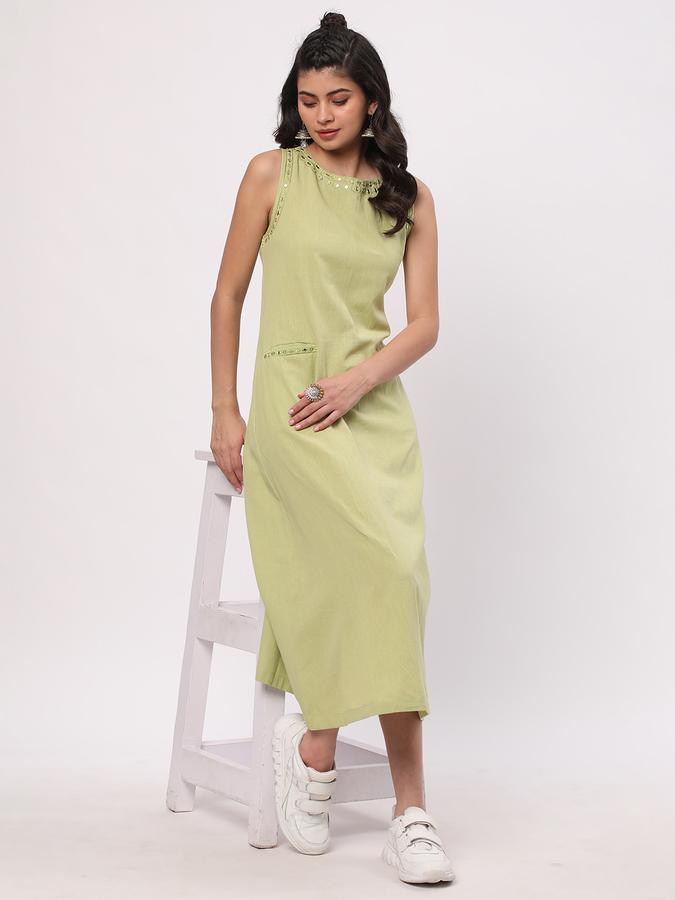 Women Embroidery Boat-Neck Dress image number 1