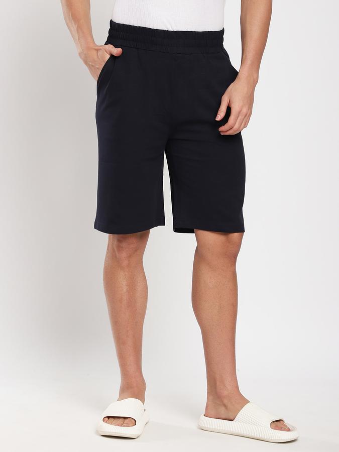 Men Cotton Relaxed Fit Solid Elastic Waist Sleep Shorts