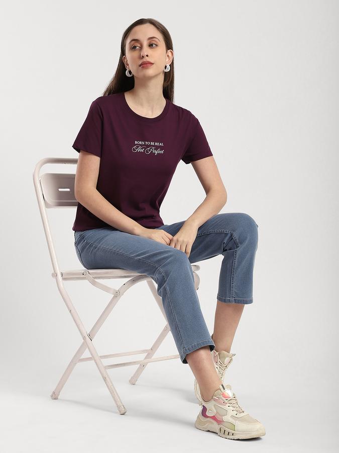 Women Cotton Regular Fit Crew Neck Graphic T-shirt