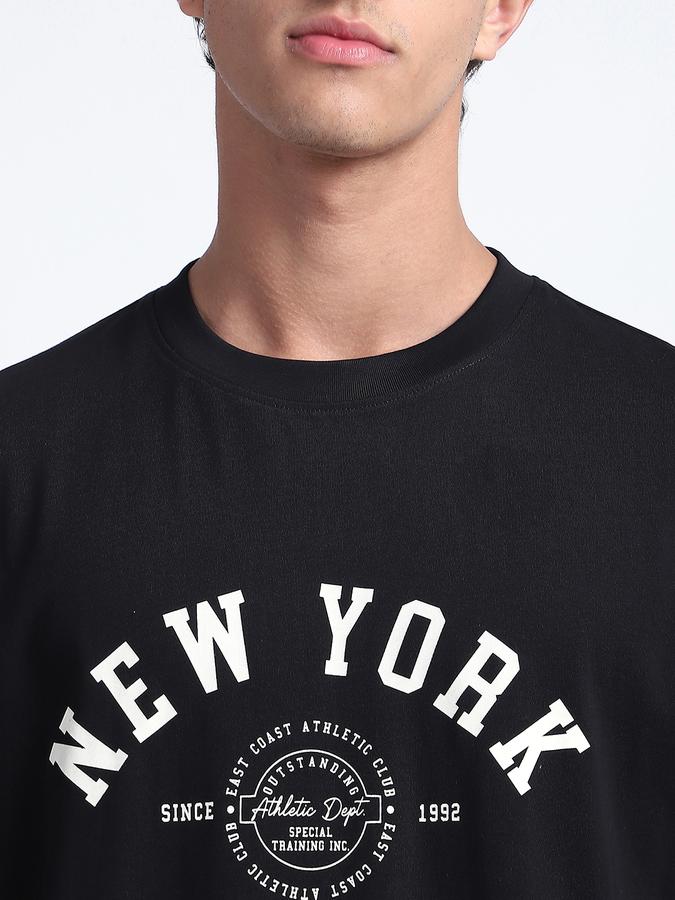Men Cotton Relaxed Fit Crew Neck Graphic T-shirt