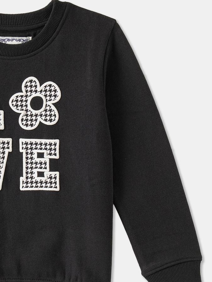 R&B Girls' Black Embellished Sweatshirt