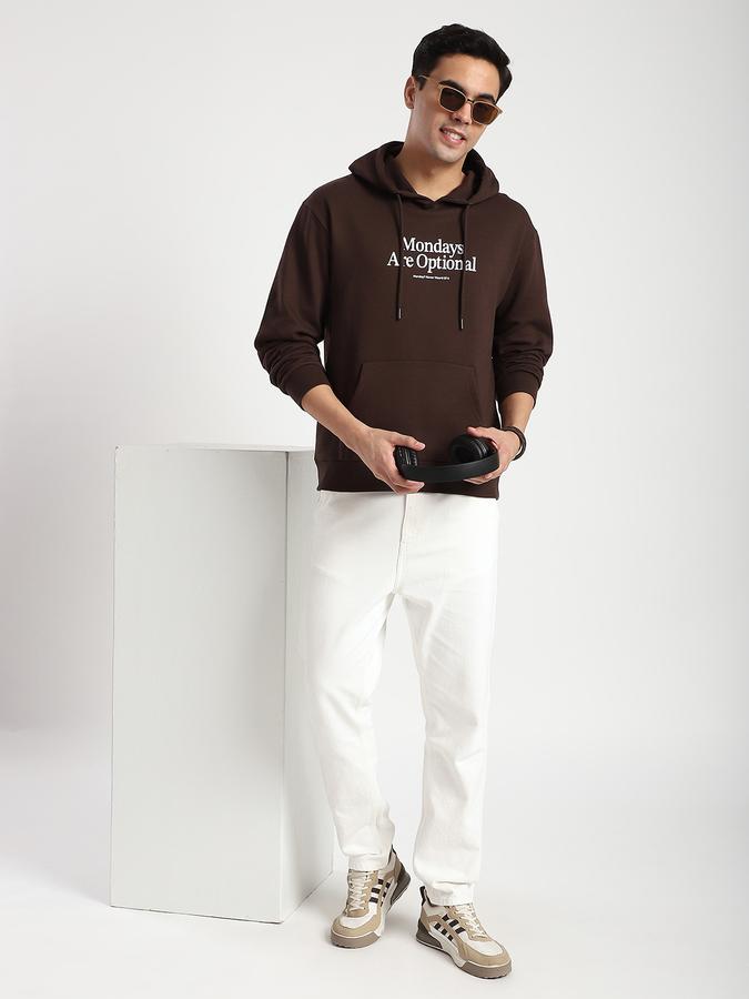 Men Fleece Regular Fit Hooded Graphic Sweatshirt