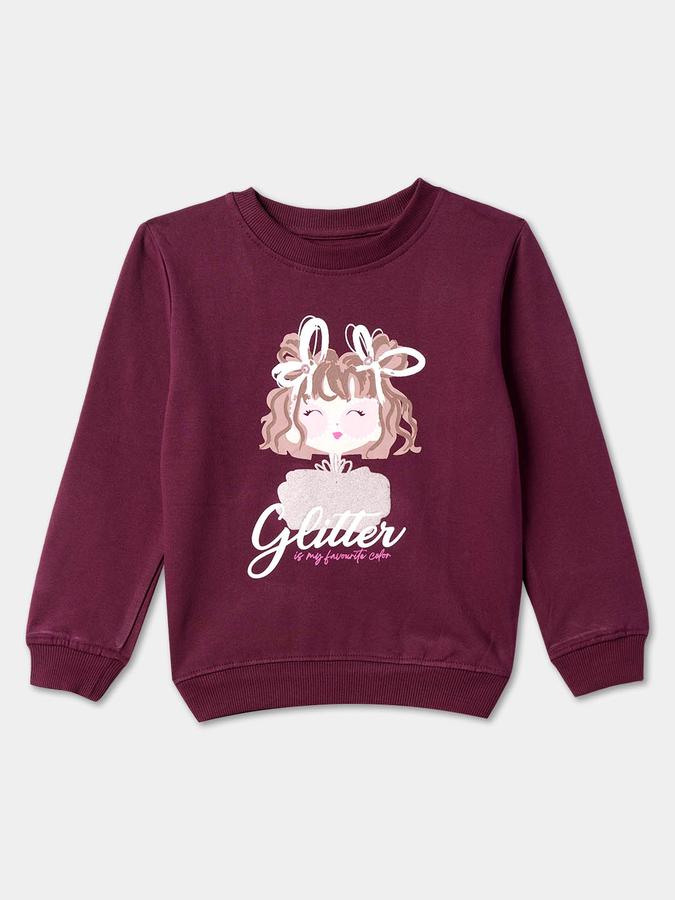 Girls Graphic Regular Fit Full Sleeve Crew Neck SweaT-Shirt