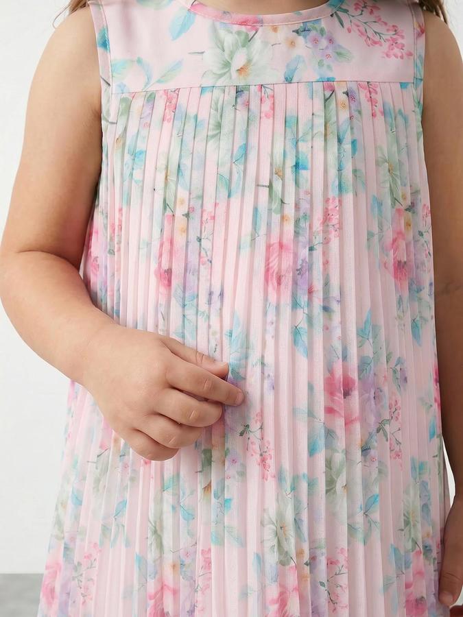 R&B Pink Polyester Printed Girls Dresses