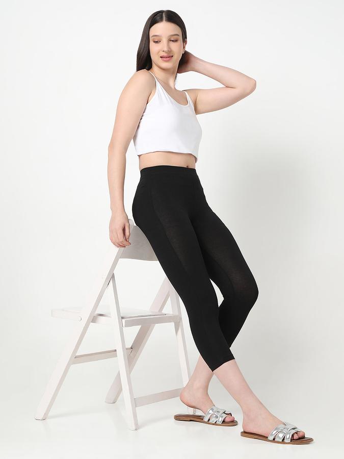Women Cotton Blend Skinny Fit High Rise Solid Tights
