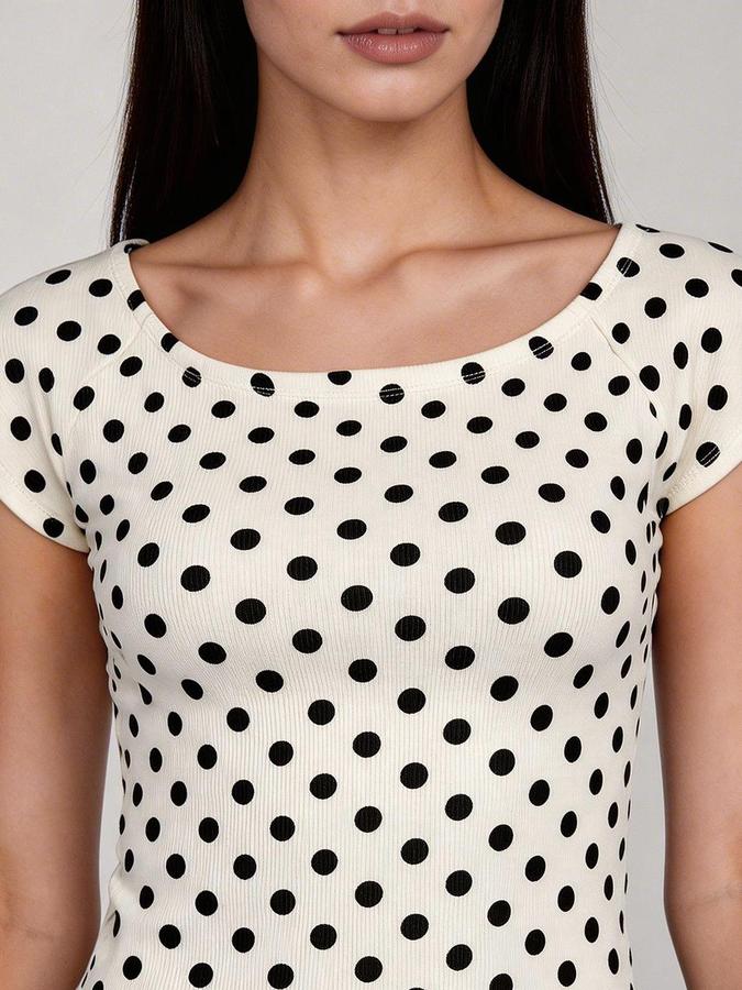 R&B Beige Printed Women Fitted Top 