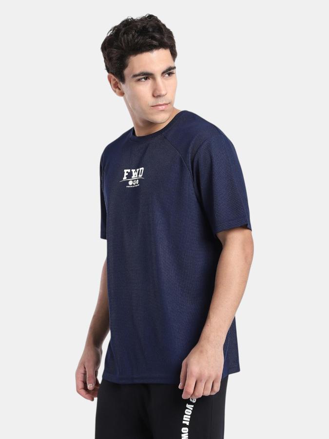 R&B Blue Printed Men Short Sleeve T-shirt