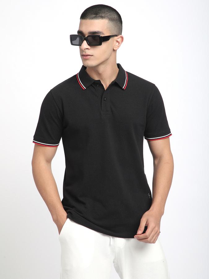 Men Polycotton Slim Fit Polo Neck Solid T-shirt