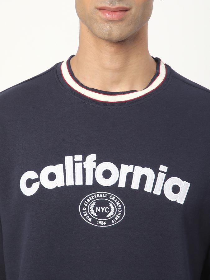 Men Cotton Blend Regular Fit Crew Neck Graphic Sweatshirt