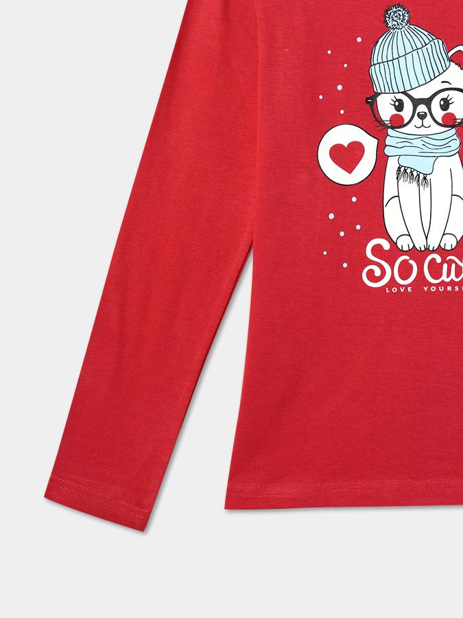 Girls Cotton Regular Fit Crew Neck Solid T-shirt