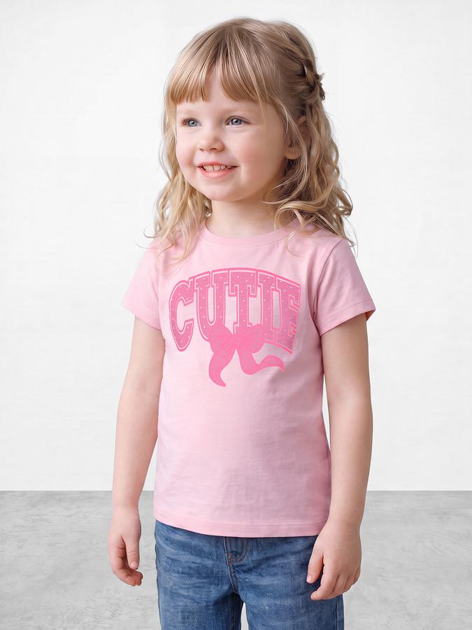 R&B Girls Pink Graphic Print Short Sleeves Tshirt
