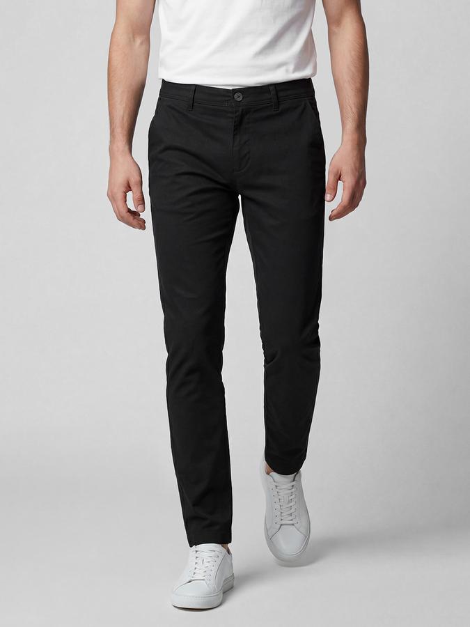 R&B Black Solid Men Mid-Rise Slim Fit Trouser