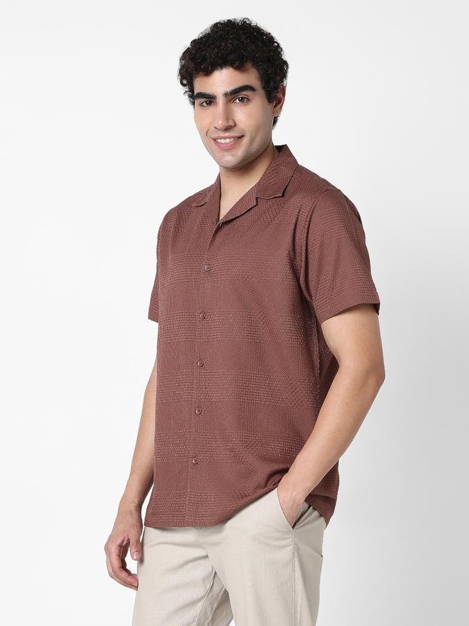 Men Cotton Relaxed Fit Camp Collar Solid Shirt