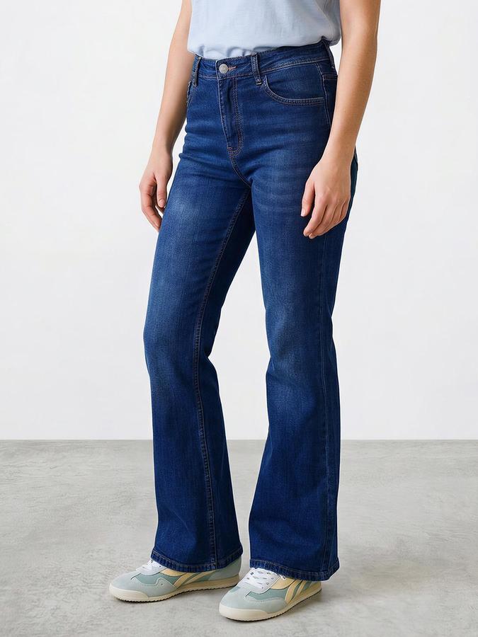 R&B Women Mid Blue Flared Bottom Denim Jeans