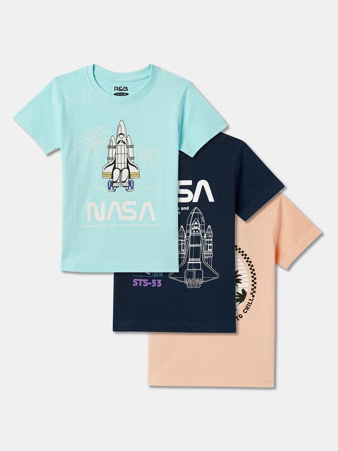 Boys Pack of 3 Graphic Print Regular Fit T-Shirt