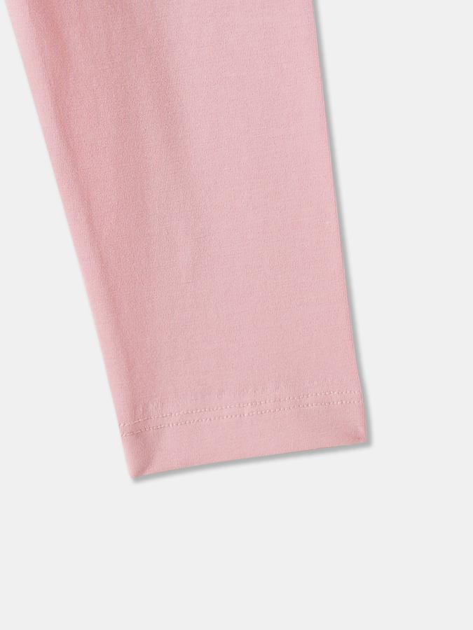 Girls Cotton Blend Fitted Elastic Waist Solid Leggings