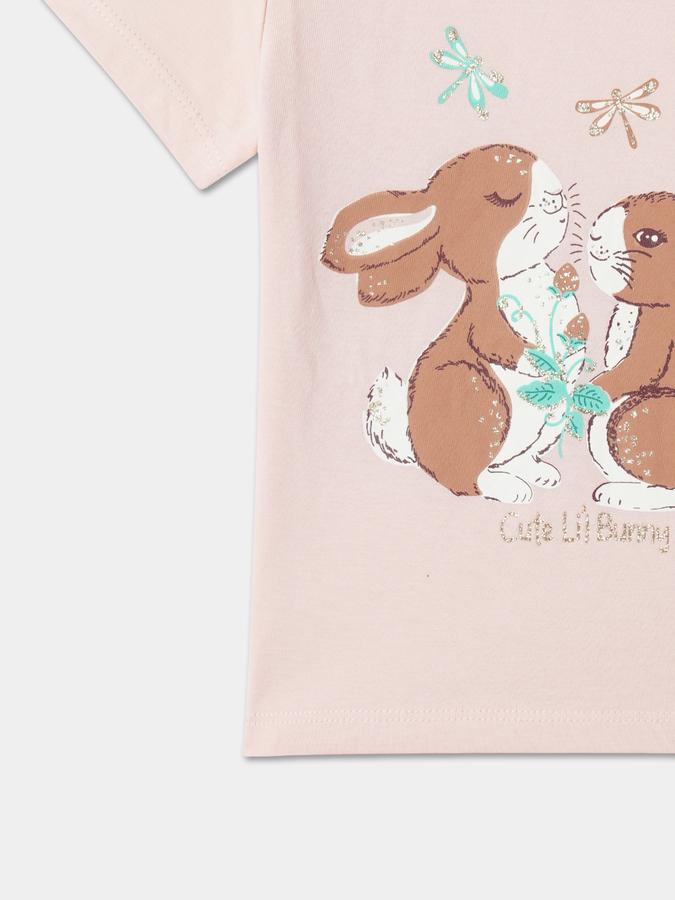 Girls Graphic Print Regular Fit Round-Neck T-Shirt image number 3