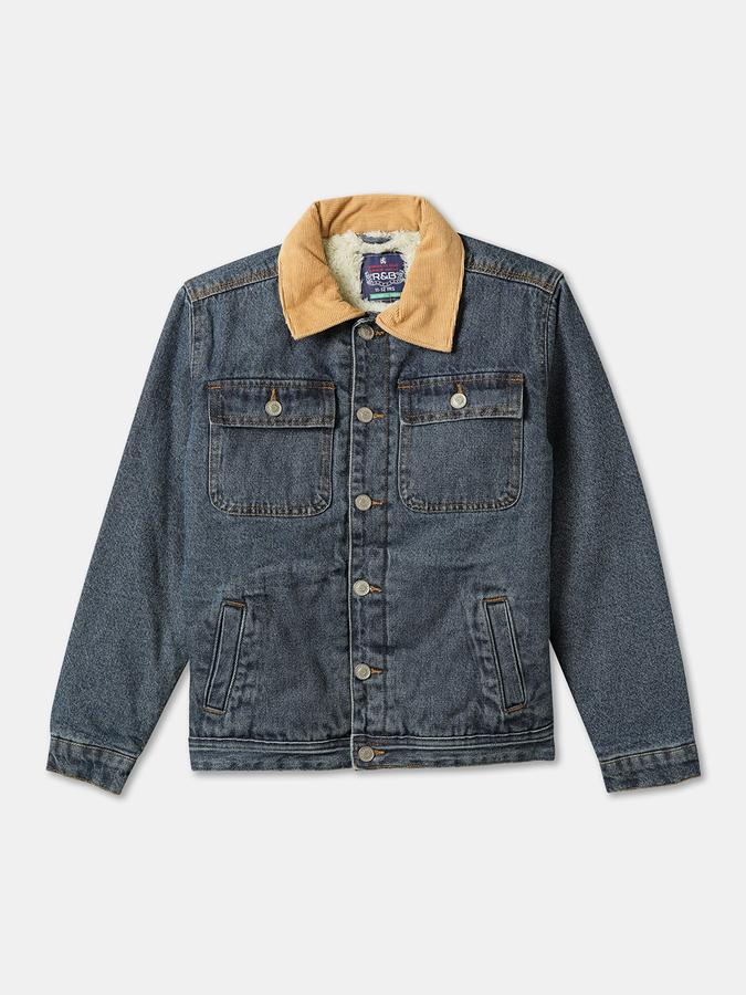 Boys Denim Trucker Button Front Sherpa Lined Jacket