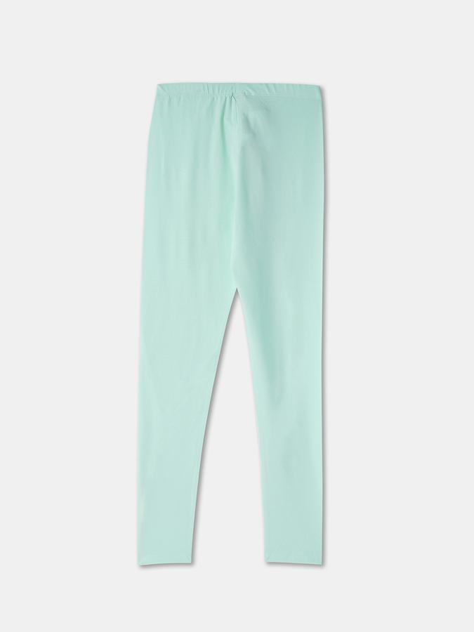 Girls Cotton Blend Skinny Fit Elastic Waist Solid Leggings