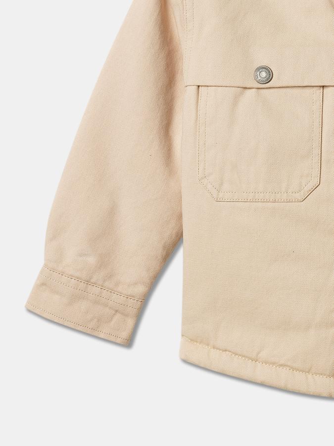 Boys Cotton Overshirt Button Front Solid Jacket