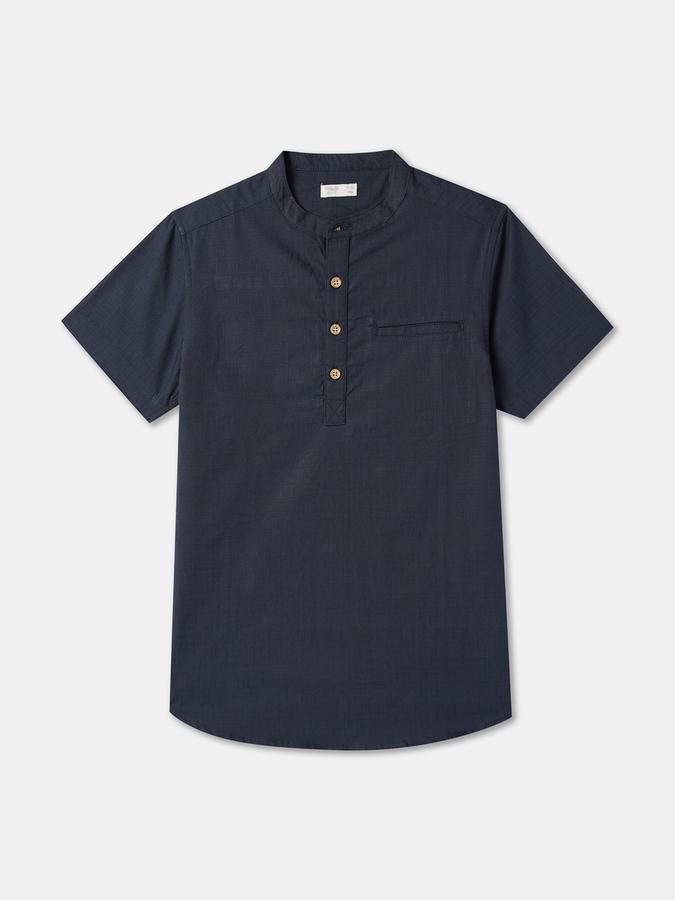 Boys Regular Fit Short Sleeve Mandarin Collar Shirt