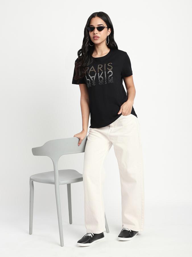 Women Cotton Regular Fit Crew Neck Graphic T-shirt