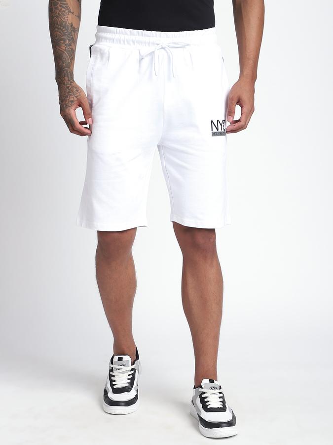 Men Cotton Relaxed Fit Drawstring Solid Shorts