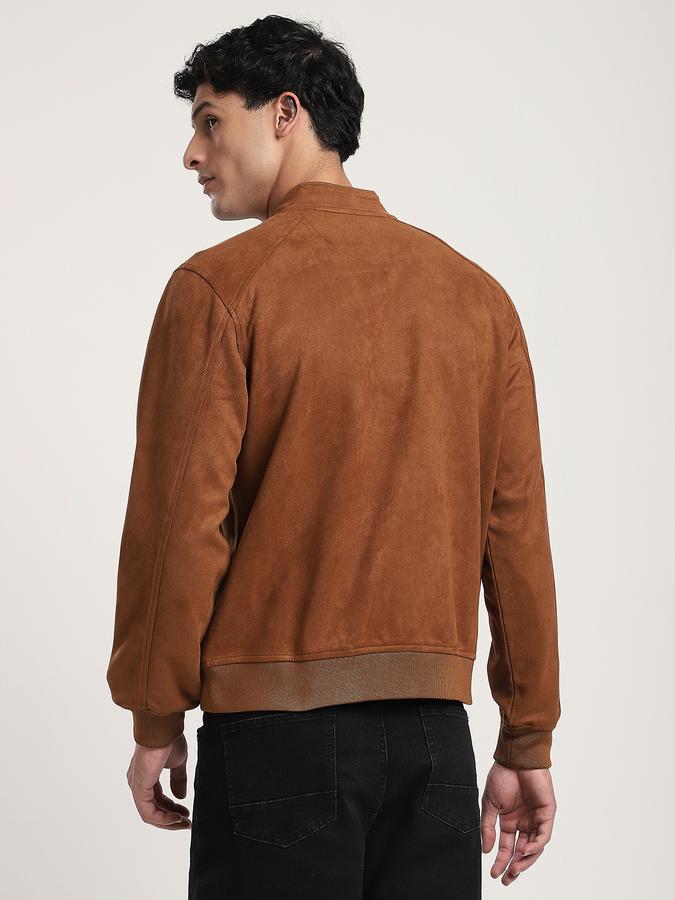 Men Polyester Regular Fit Solid Bomber Jacket