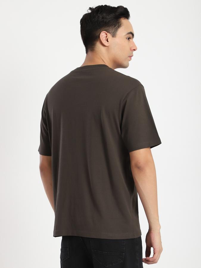 Men Cotton Relaxed Fit Crew Neck Typographic T-shirt