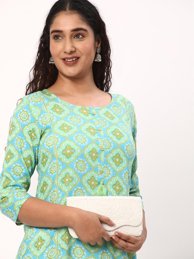 R&B Women's Printed Regular Straight Kurta 3-Q Sleeves image number 0