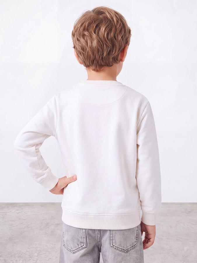 R&B Boys Ivory Bold Graphic Round Neck Long Sleeves Regular Fit Sweatshirt