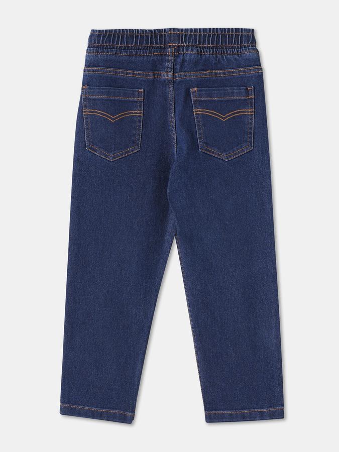 Boys Cotton Blend Regular Fit Drawstring Waist Clean Hem Jeans